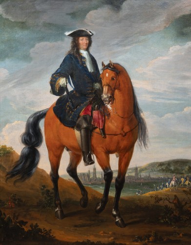 Louis XIV on horseback before Mons, signed Charles Chastelain (Paris, 1672- - Paintings & Drawings Style 