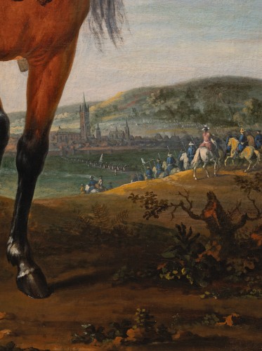  - Louis XIV on horseback before Mons, signed Charles Chastelain (Paris, 1672-
