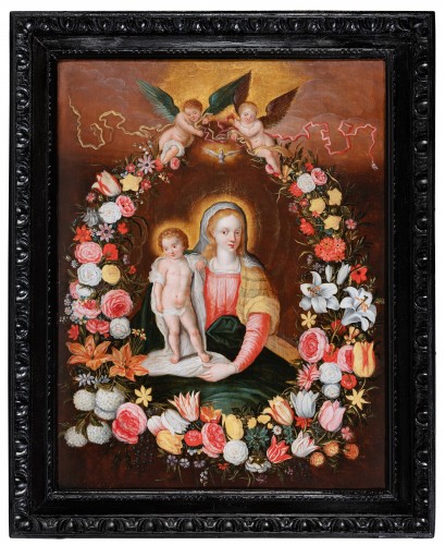 Vierge à l'Enfant dans une guirlande fleurie - Atelier de Frans Francken II, Anvers