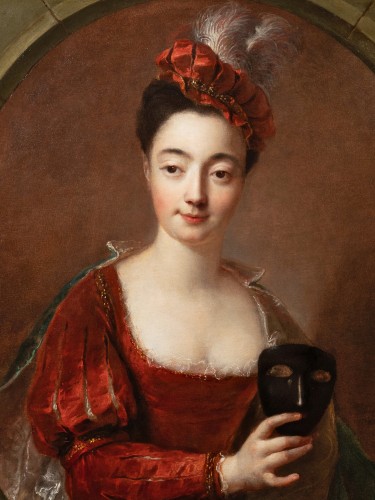 Portrait of a lady in a masquerade costume, signed François de Troy - Paintings & Drawings Style French Regence