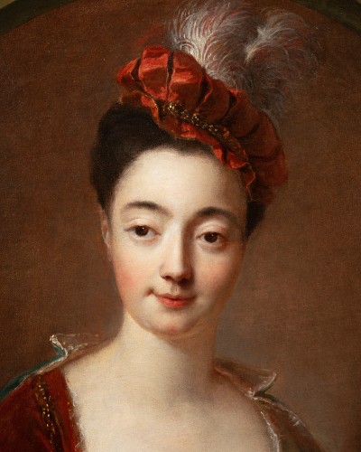 Portrait of a lady in a masquerade costume, signed François de Troy - 