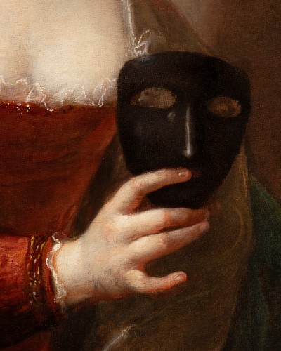 French Regence - Portrait of a lady in a masquerade costume, signed François de Troy