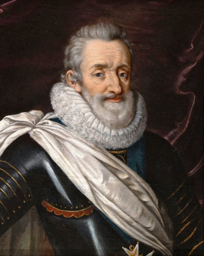 Portrait d’Henri IV en armure, atelier de Frans Pourbus, vers 1610 - Tableaux et dessins Style Renaissance