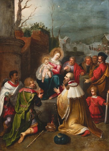 Adoration of the Magi, attributed to Frans Francken II (1581-1642) - Paintings & Drawings Style Louis XIII