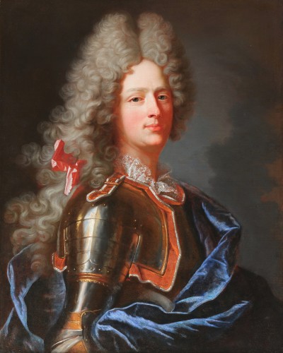 Portrait d’un officier, Hyacinthe Rigaud et atelier, école française du XVIIIe siècle - Tableaux et dessins Style Louis XIV