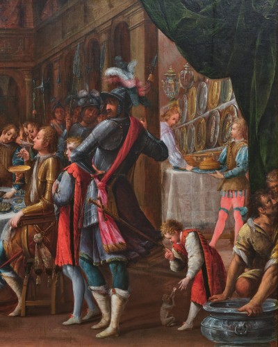 Festin d’Esther, école Italienne du début du XVIIe siècle attribué à Denys Calvaert - Galerie Nicolas Lenté