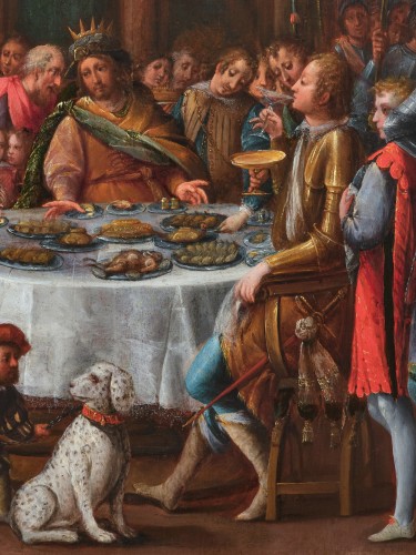 Renaissance - Festin d’Esther, école Italienne du début du XVIIe siècle attribué à Denys Calvaert