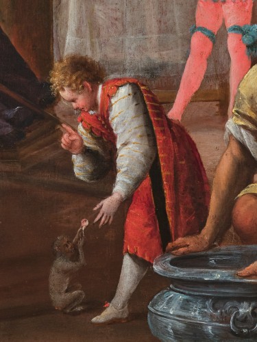 Antiquités - Festin d’Esther, école Italienne du début du XVIIe siècle attribué à Denys Calvaert