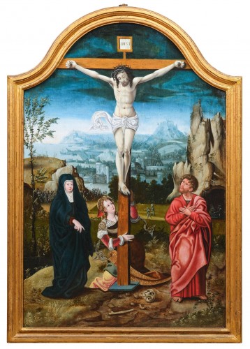 La crucifixion, atelier du Maître des demi-figures, école Anversoise du XVIe siècle