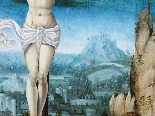 Renaissance - La crucifixion, atelier du Maître des demi-figures, école Anversoise du XVIe siècle