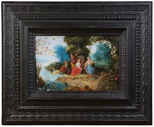 Allégorie des Quatre Éléments, atelier de Jan Brueghel le Jeune, huile sur cuivre - Tableaux et dessins Style Louis XIII