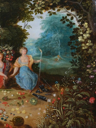Tableaux et dessins Tableaux XVIIe siècle - Allégorie des Quatre Éléments, atelier de Jan Brueghel le Jeune, huile sur cuivre