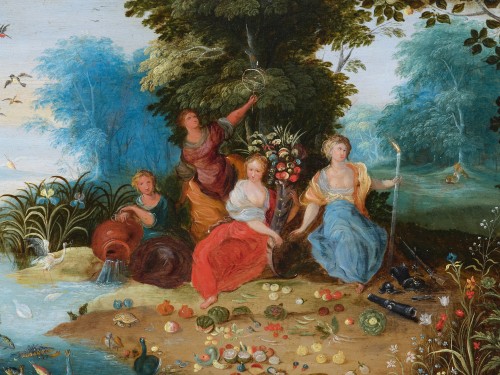 Allégorie des Quatre Éléments, atelier de Jan Brueghel le Jeune, huile sur cuivre - Galerie Nicolas Lenté