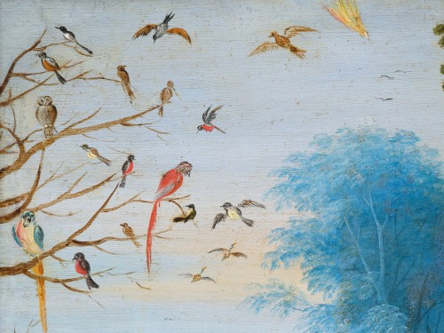 Antiquités - Allégorie des Quatre Éléments, atelier de Jan Brueghel le Jeune, huile sur cuivre