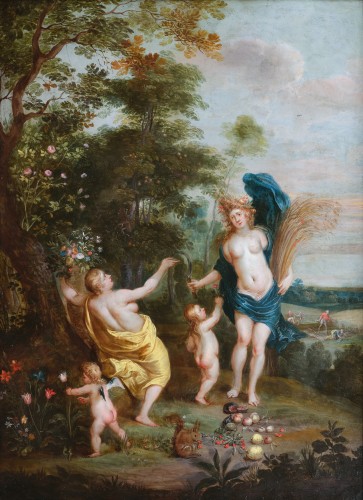 Allégorie de l’été, atelier de Hendrick Van Balen, Anvers, XVIIe siècle - Tableaux et dessins Style Louis XIII