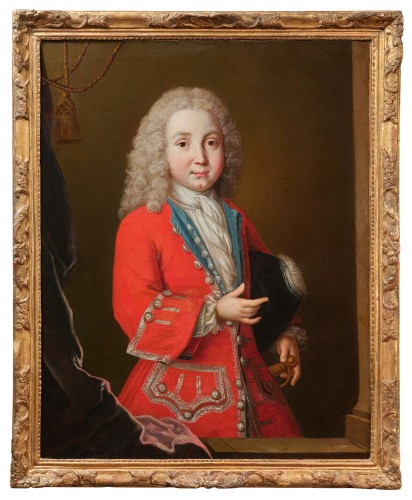 Portrait d’un jeune gentilhomme en habit rouge, signé et daté 1717, Paris