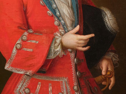 Young French gentleman in a red coat, signed and dated 1717, Paris - Louis XV