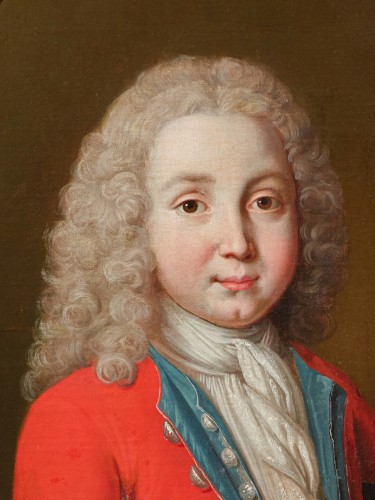 Antiquités - Young French gentleman in a red coat, signed and dated 1717, Paris
