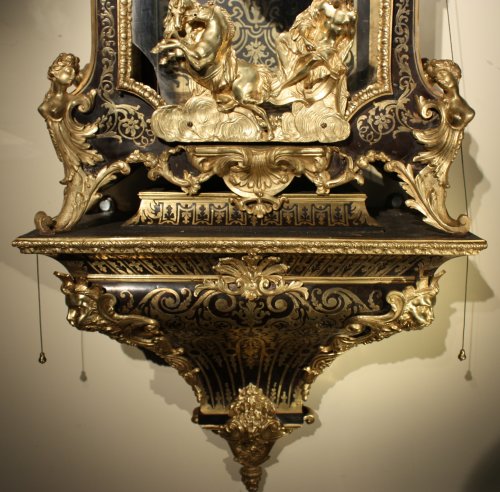 Antiquités - Cartel d'applique en marqueterie Boulle d'époque Louis XIV