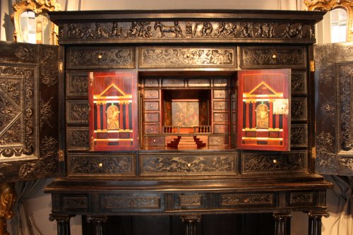 A 17th century carved ebony and ebonized wood cabinet, Paris - 