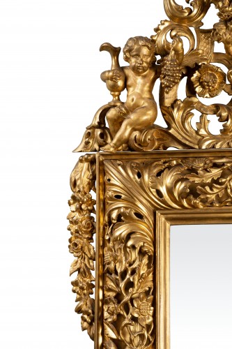 Mirrors, Trumeau  - 18th century Italian carved gilt wood mirror depicting four seasons