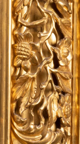 Antiquités - Miroir en bois doré aux quatre saisons, Italie début du XVIIIe siècle