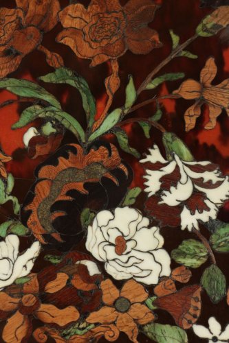 Panneau en marqueterie de fleurs sur fond d'écaille attribué à Pierre Gole XVIIe - Galerie Nicolas Lenté