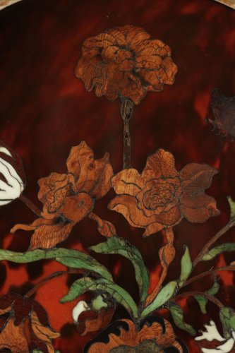 XVIIe siècle - Panneau en marqueterie de fleurs sur fond d'écaille attribué à Pierre Gole XVIIe