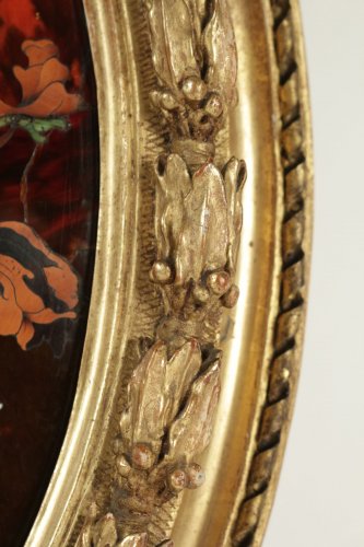 Panneau en marqueterie de fleurs sur fond d'écaille attribué à Pierre Gole XVIIe - Louis XIV