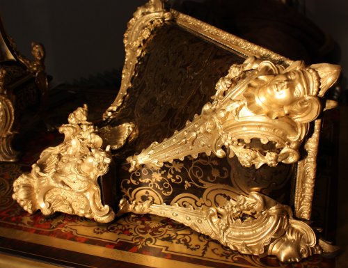 Cartel et sa console d'applique d'époque Louis XV en marqueterie Boulle - Louis XV