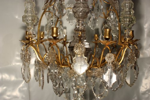 A Louis XV mid-18th c. gilt-bronze mounted crystal chandelier - Lighting Style Louis XV