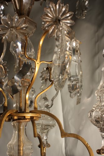 Louis XV - A Louis XV mid-18th c. gilt-bronze mounted crystal chandelier