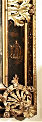 A late 17th c. Venetian lacquer and gilt wood mirror - 