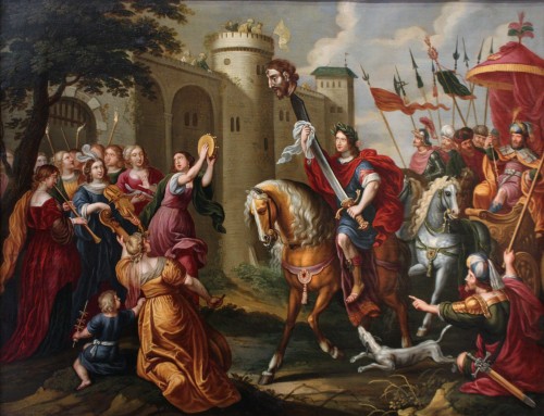 Triumph of David - Oil on copper 17th century - Attributed to Peter Sion