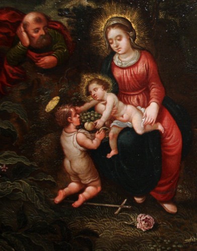 Paintings & Drawings  - 17th century oil on copper, Holy Family, attributed to Peter Von Avont