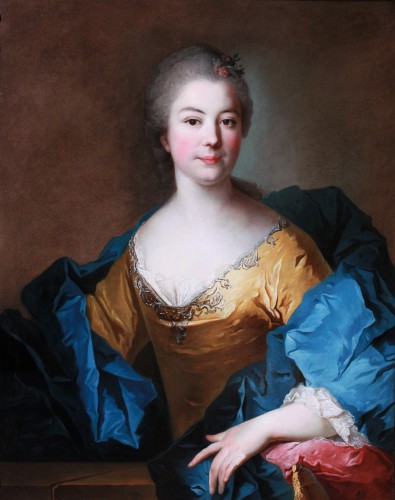 Portrait de dame, entourage de Jean Marc Nattier, XVIIIe siècle - Tableaux et dessins Style Louis XV
