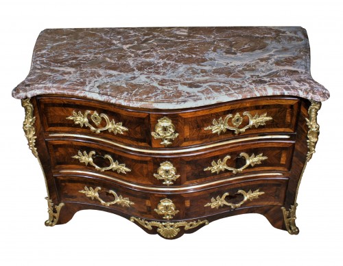 A Louis XV 18th c. guilt-bronze mounted rosewood commode  - 