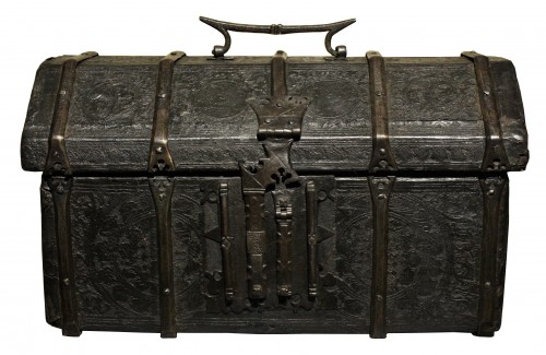 Objets de Curiosité  - Coffret d'époque gothique en cuir, XVe siècle
