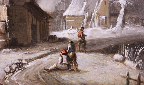 Tableaux et dessins Tableaux XVIIe siècle - Paysage d'hiver à la ferme, entourage de Klaes Molenaer, XVIIe siecle