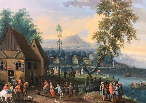 A Village Kermesse With Maypole, Attributed To Mathys Schoevaerdts, 17th c.