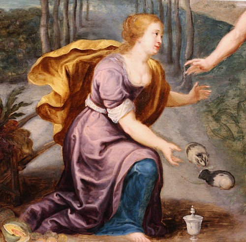 Antiquités - Noli me tangere, milieu du XVIIe, entourage de Jan Brueghel et Pierre Paul Rubens