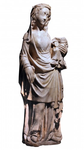 Vierge à l’enfant en pierre sculptée, milieu du XIVe siecle