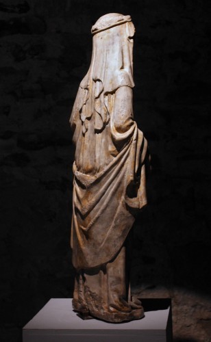 Sculpture  - A mid-14th c. stone figure of Virgin and Child