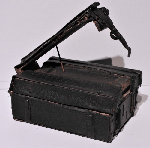 Curiosities  - A French 15th c. leather and iron banded casket