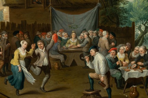 Antiquités - Village wedding attributed to D. Teniers, 17th century