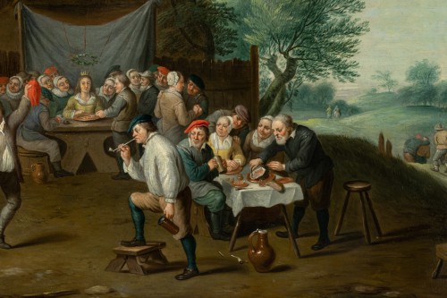 Antiquités - Les noces paysannes, attribué a David Teniers le Jeune, XVIIe siecle