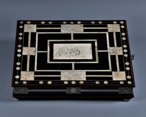 A 17th c. Neapolitan ebony and ivory writing slop - 