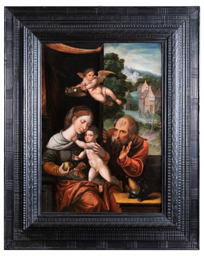 Holy family with an angel, workshop Pieter Coecke Van Aelst (1502-1550)