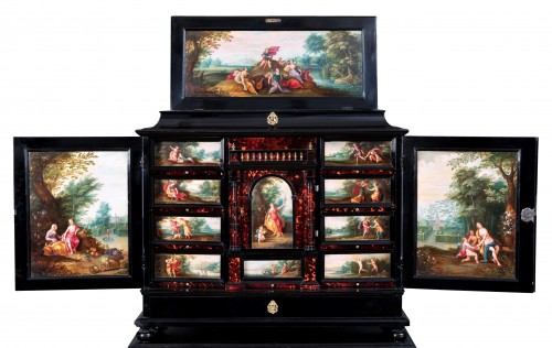 17th c. Antwerp cabinet with painted panels attributed to H. Van Balen