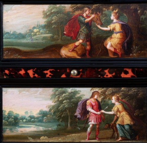 Louis XIII - 17th c. Antwerp cabinet with painted panels attributed to H. Van Balen